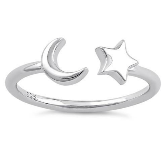 Sterling silver adjustable moon and star r… - Picture 3 of 3